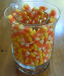 Candy corn vase; halloween centerpiece